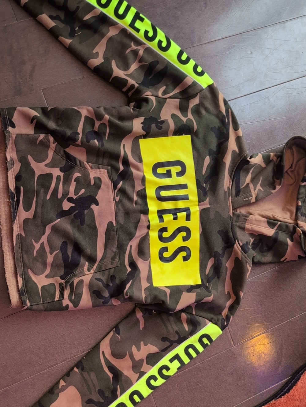 Guess Women's Camo Hoodie with Neon Logo